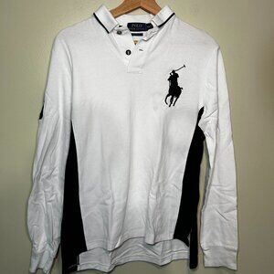 Polo by Ralph Lauren - crew neck button up long sleeve shirt - White, black